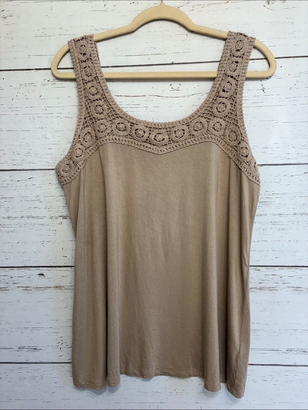 Cable & Gauge Beige Crochet Top/Strap Tank Top, size XL